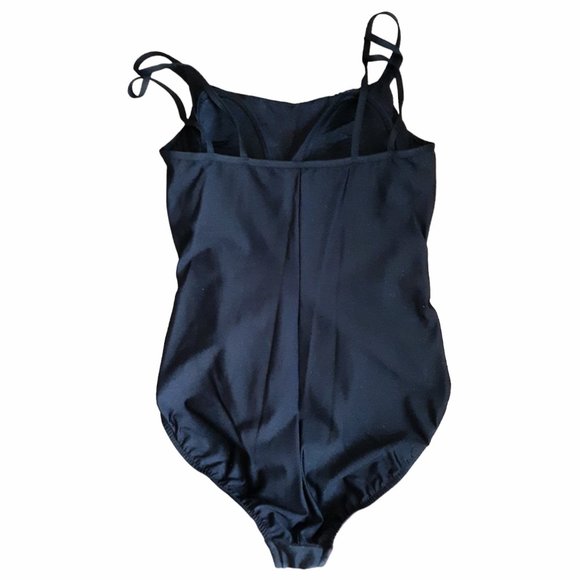 Trimshaper One Piece Padded Swimsuit Flattering Gathered Mid-Section Black SZ 12 - Picture 2 of 6